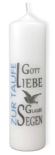 Kerze "Zur Taufe"/Taube - blau Kerze "Zur Taufe"/Taube - blau