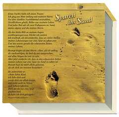 Notizblock: Spuren im Sand