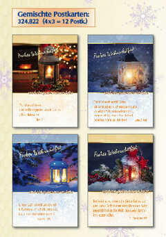 Postkartenserie Weihnachten/Neujahr Laterne, 12 Stück